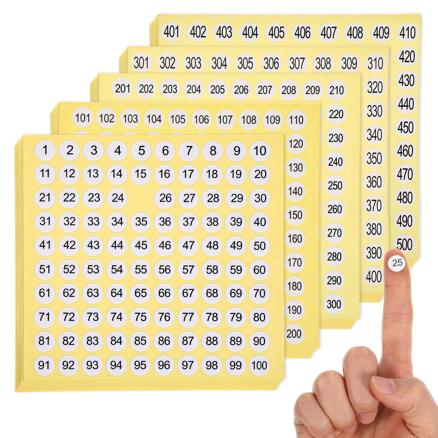 7500 Number Stickers, 15 Sets of 1-500 Consecutive Round Labels, 0.4 Inch Self Adhesive Stickers for Small Number Inventory for Interior Organization and