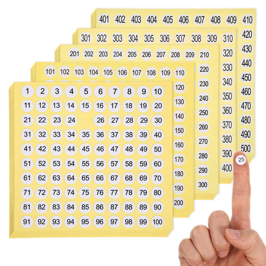 7500 Number Stickers, 15 Sets of 1-500 Consecutive Round Labels, 0.4 Inch Self Adhesive Stickers for Small Number Inventory for Interior Organization and