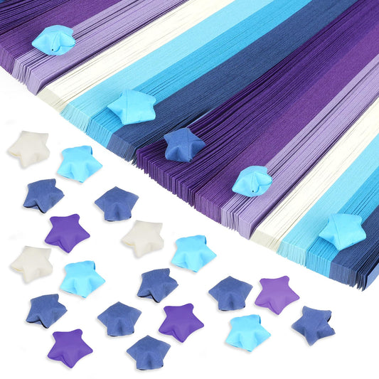 1080 Sheets Folding Star Paper Strip 7 Colors Star Origami Paper Double Sided Color Folding Strips for Star Origami Lucky Stars Folding Paper for Kids Students DIY Crafts