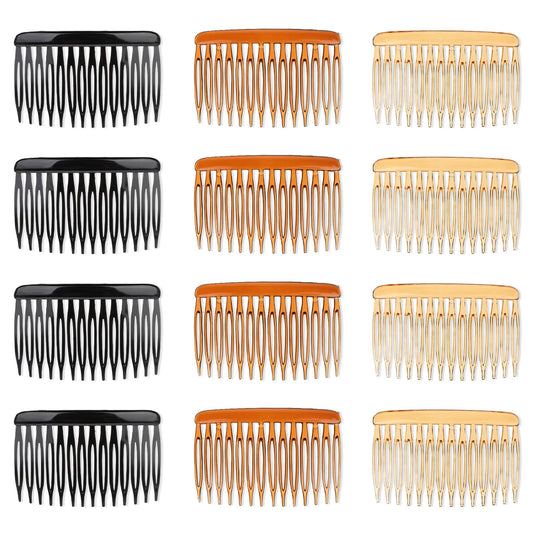 12 Pcs Hair Side Combs Decorative Hair Combs French Twist Hair Comb 14 Teeth Vintage Style Hair Clips Pins Accessories Plastic Hair Combs Hair Styling Comb for Women Hairstyle Fine Long Curly Hair