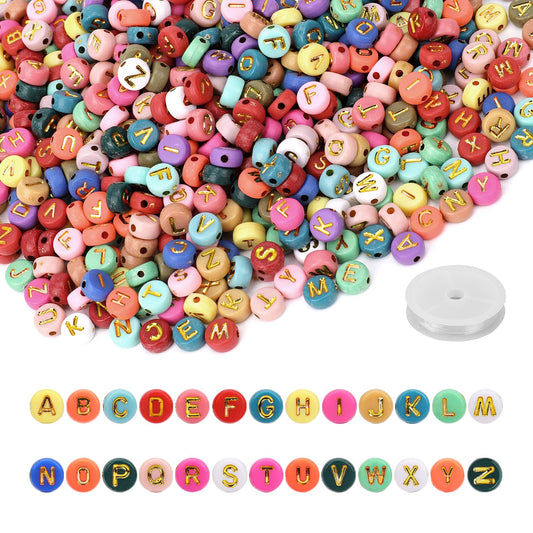 1000 PCS Acrylic Letter Beads for Bracelets Colorful Acrylic Alphabet Beads A-Z Sorted 4x7mm Acrylic Round Beads for DIY Bracelet Necklace Craft Jewelry Making