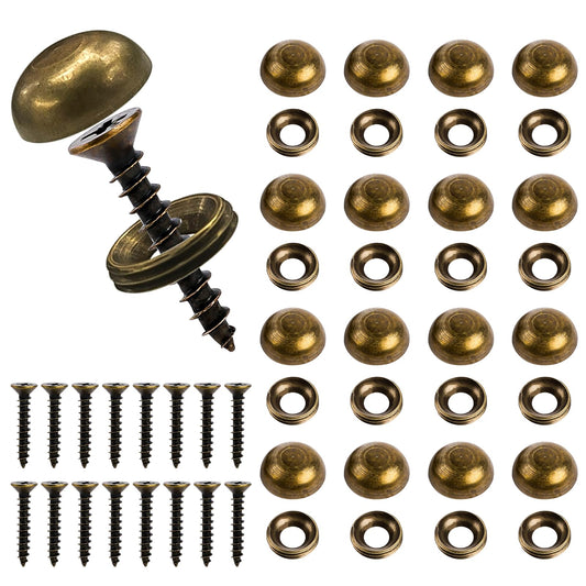 Brass Decorative Screws with Caps, 16Pcs Decorative Wood Screws, Self Tapping Screw Deco Cover, Cabinet Doors and Window Screw Fastener, Mirror Screw(15mm)