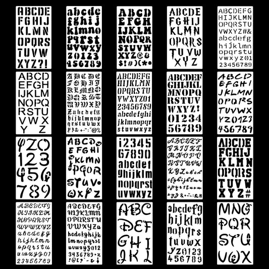 20 PCS Small Letter Stencils 1/2 Inch for Painting, Stencils for Scrapbooking Letters, Letter and Number Stencil for Painting, Plastic Alphabet Stencil for Journal Notebook DIY Craft Projects