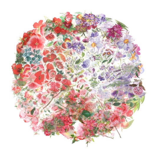 300 Pcs Holographic Floral Stickers Nature Flower Stickers Decorative Adhesive Watercolor Scrapbooking Supplies Journaling for Adults Card Making Scrapbook Materials Embellishments Craft Daily Planner