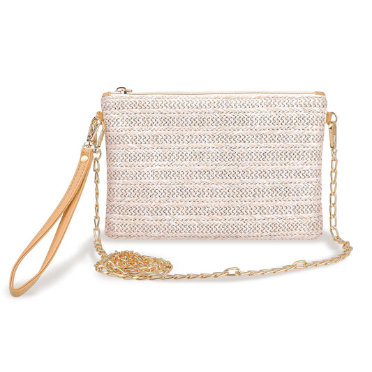 KALIONE Womens Straw Purse, Rattan Clutch Vacation Purses Straw Beach Bags Woven Crossbody Bags with Strap for Women Girls (Beige)