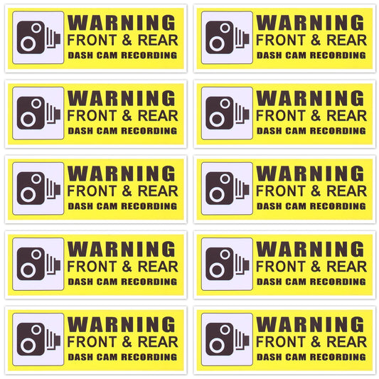 10 Pcs Dash Cam Sticker Warning Front Rear Recording Sticker 160 × 56 mm Self Adhesive Waterproof Vinyl Recording Window Stickers for Car Vehicle