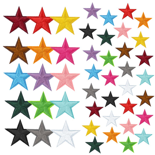 Star Iron on Patches 1 Inch Sew on Star Embroidered Patches Embroidered Sew Patches Appliques Garment Embellishments Iron On Star Appliques for Clothes,Hats, Jackets, Backpacks,Appliques Decoration