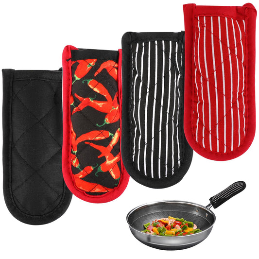 4 Pieces Hot Handle Covers Pan Handle Sleeves Heat Resistant Cast Iron Skillet Handle Covers Non-Slip Hot Handle Holders for Kitchen Baking Cooking Supplies