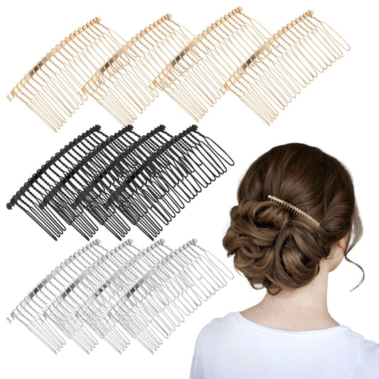 20 Teeth French Side Comb, 12 Pieces Small Hair Clips Comb Metal Wire Hair Clips Bridal Hair Comb Wedding Veil Decorative Hair Combs Fancy Twist Hair Combs Clips for Women Girls Fine Hair Accessories