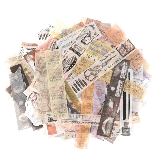 120Pcs Vintage Scrapbook Washi Stickers Antique Decorative Planner Journal Sticker Decals Retro Vintage Scrapbook Supplies Self-Adhesive Washi Paper Stickers for Photo Albums Cards DIY Projects