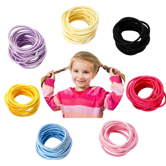 100 Pieces Hair Ties, Elastic Hairbands Baby Hair Tie for Thin Hair, Multicolor 2mm Small Hair Bands Colourful Ponytail Holders Hair Accessories for Girls, Kids, Toddlers