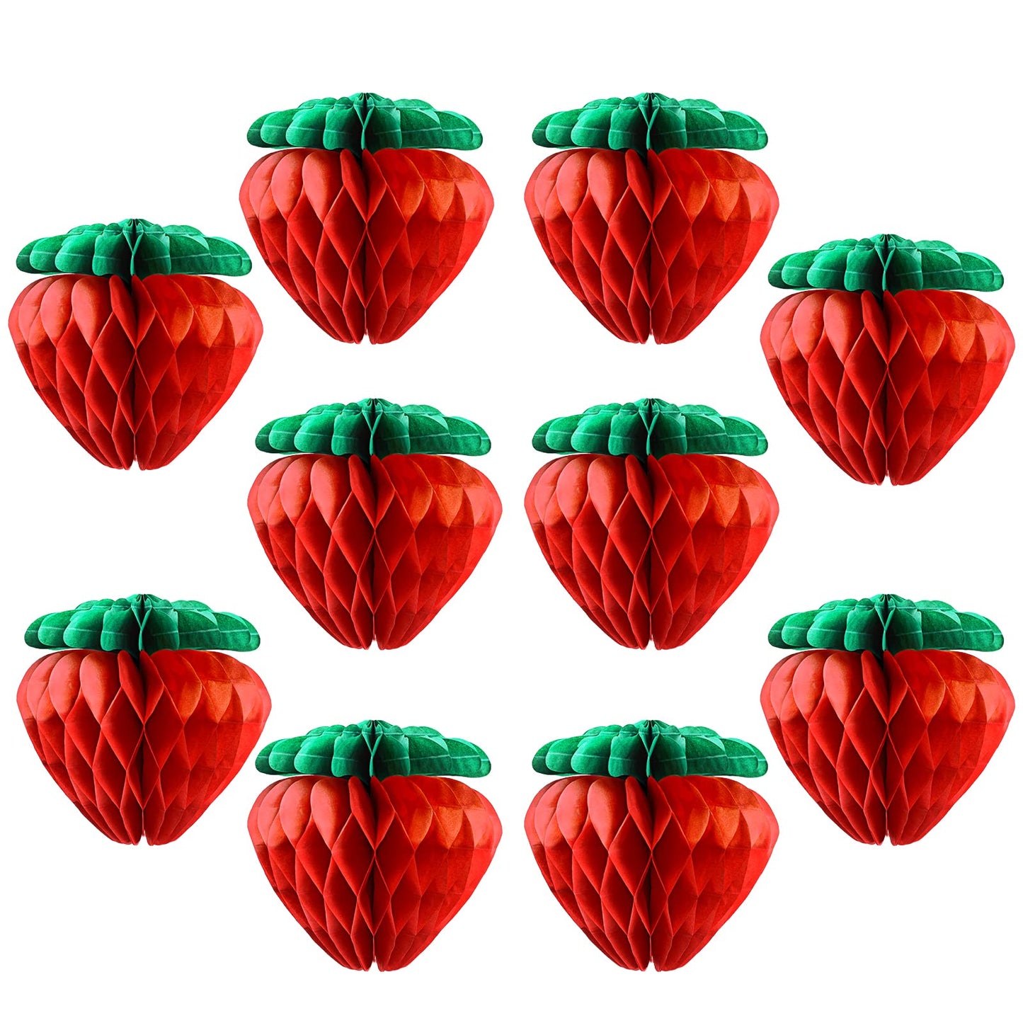 Paper Strawberry Honeycomb Ball 6 Inch Red Paper Strawberry Ball for Strawberry Birthday Party Decorations Party Supplies Hanging Ornaments 10PCS
