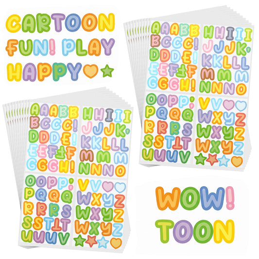1800Pcs 20 Sheets Colorful Alphabet Stickers Cartoon Waterproof Vinyl Self-Adhesive Heart Star Numbers Water Bottle Keyboard Letter Stickers Decal for DIY Craft Scrapbooking Embellishment