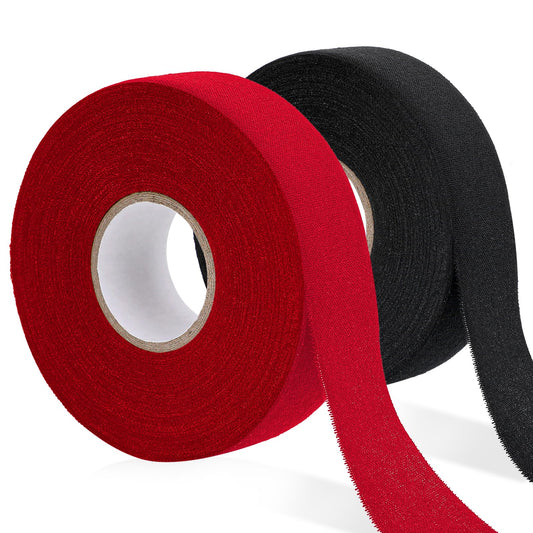 KALIONE 2 Roll Hockey Tape, Anti Slip Hockey Stick Tape 25m×25mm Self-Adehesive Grip Tape Sports Grips Tape Anti Slip Wear Resistant Stick Tape for Badminton Grip Golf Pole Tennis Racket (Black+Red)