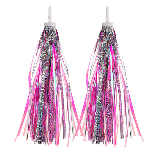 Kids Bike Handlebar Streamers, Bicycle Tassel Ribbon Children Scooter Handlebar Colorful Tassel Ribbon, Bicycle Grips Baby Carrier Accessories Easy Attach to Bike's Handlebars for Girls Boys Rose Red