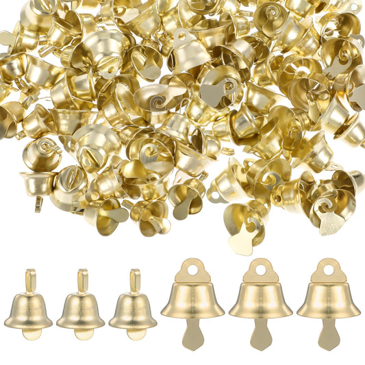 100pcs Mini Gold Bells Small Bells for Crafts Jingle Bells for Crafting Wedding Bells for Ringing at Wedding Paper Wedding Bells Decoration Vintage Bells for Craft Making and Favor Decorating