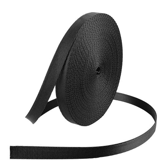 Nylon Heavy Webbing Black Fabric Strap 10 mm x 10 m Webbing Straps for DIY Dog Collar Tow Ropes Luggage Strap Backpack Strap