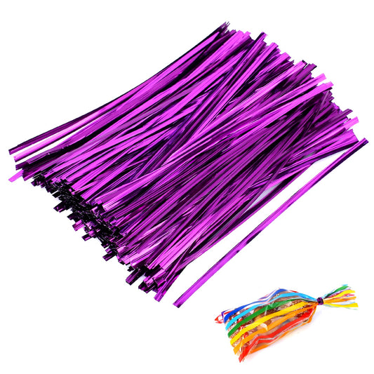 800pcs 6 Inch Metallic Twist Ties Reusable Bag Ties Wires Foil Ties for Treat Bags Coffee Bags Snacks Cake Pops Party Favors, Purple