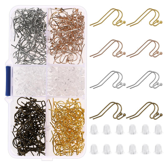 480pcs Earring Hooks for Jewellery Making French Ball Dot Earring Hooks Earring Making Kit Ear Wire and Clear Silicone Earring Backs Making Kit for Jewelry Supplies and DIY Earring Making