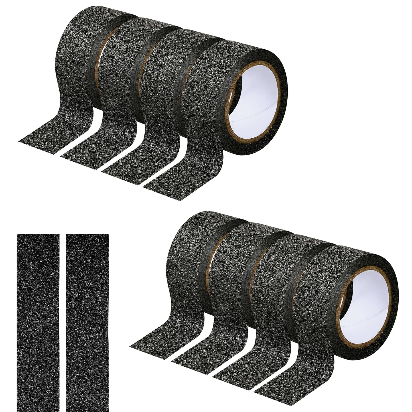 Styquenzer 8 Rolls Black Washi Tape, Craft Glitter Tape, Black Painters Adhesive Tape, Mirror Tape Border Masking Tape for Assisting and Decorating Paintings, Scrapbooks and Crafts (0.6 Inch)