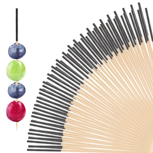 200 Pcs Cocktail Picks, Black Bamboo Toothpick for Appetizers 4.7 Inch Long Wooden Bamboo Food Sticks Bar Cocktail Pick Fancy Toothpick for Cake Dessert Food Fruit Party Decorations Drinks Charcuterie