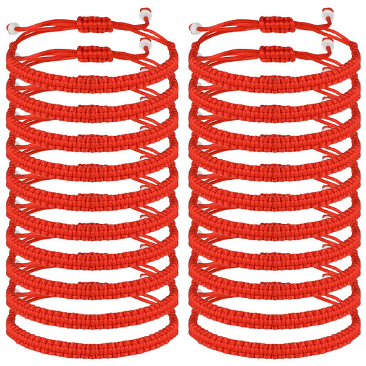 20Pcs Red Hand String Bracelet, Adjustable Braided Lucky Cord Protection Good Luck Red Cord Bracelet Red Bracelet for Protection Red String of Fate Bracelet for Couple Boyfriend Girlfriend Gift
