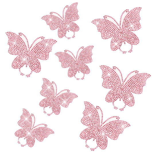 KALIONE Pack of 8 Rhinestone Butterfly Decals Car Stickers Pink Glitter Car Accessories Crystal Rhinestone Butterfly Car Accessories for Women for Vehicles, Bumper, Windows, Laptops, Luggage