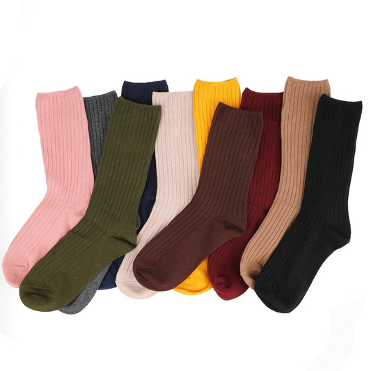 Mozeat Lens 10 Pairs Long Slouchy Socks for Women, Comfortable Women's Cute Cotton Crew Socks Colored Athletic Socks for Women