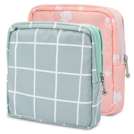 KALIONE Sanitary Napkin Storage Bag, Period Pouch Period Bag, Period Bags for Teen Girls, Pad Bag Sanitary Pad Storage Bag, Menstrual Pad Storage Pouch with Zipper, Women Period Bags(2 Packs)