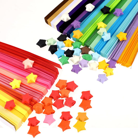 1350 Sheets Origami Paper Stars 27 Colors Folding Star Paper Strips Double Side Origami Lucky Star Strips Origami Paper for Kids Students DIY Crafts