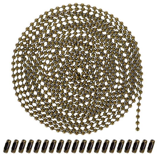 197 Inch Fan Pull Chain Extension Metal Ceiling Pull Chain with 25 Pcs Connectors 3.2mm Diameter Bead Chain Long Ceiling Fan Chain Connector (Bronze)