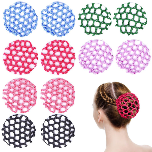 12 Pcs Bun Nets Snood Hair Net Hair Bun Holder Ballet Hair Net for Buns Ballet Hair Bun Cover Women Hair Nets for Bun for Dancers Stretchy Elastic Bun Hair Net Crochet Hair Net Hair Accessories