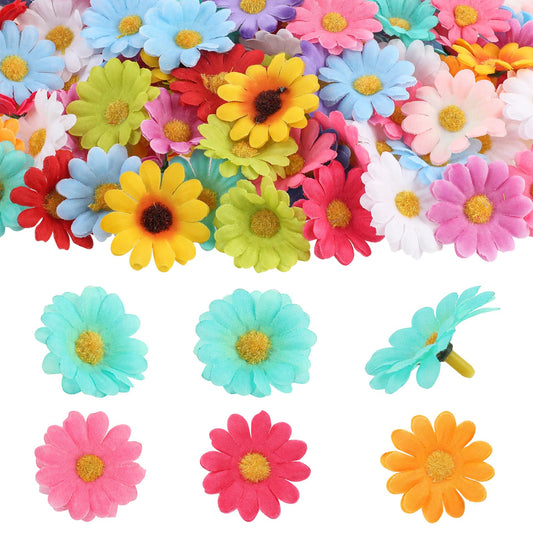 180 PCS Artificial Daisies Flowers Faux Daisy Flowers Heads Mini Fabric Daisy Flower Silk Sunflower Heads Assorted Decorative Flowers for Wedding Decoration DIY Wreath Garden Decor Multi Colors