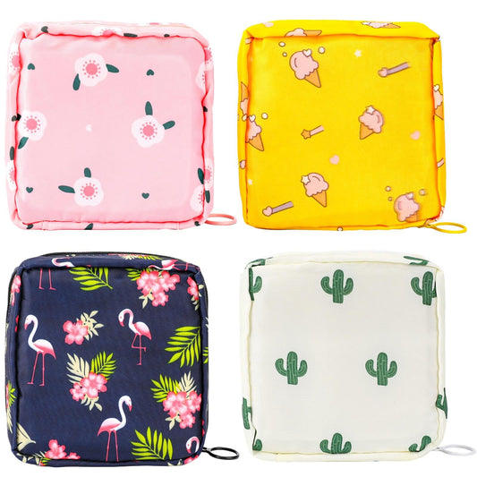 4pcs Sanitary Napkin Storage Bag, Period Bag Period Pouch, Tampon Storage Pouch, Portable Reusable Menstrual Pads Bags for Women Teen Girls, Tampons Holder, Pad Bag, Feminine Care