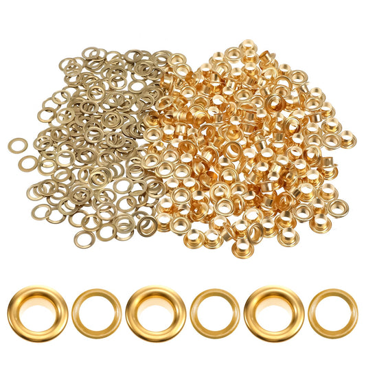 200 Set of Eyelets Gold, 5 mm Metal Grommets Eyelets Tool Kit with Washers for Shoes Clothing Leather Tarpaulin Fabric Tents Awnings DIY Craft Making Repair