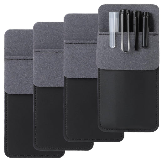 Mozeat Lens 4 Packs Leather Pocket Protector Heavy Duty Pen Holder Pouch Handmade Leather Pen and Pencil Pocket Pouch Organizer for Office and Home