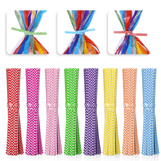 800Pcs Bag Twist Ties 4 Inch Bread Ties, Reusable Twisty-Tie Pastry Bag Ties Plastic Twist Ties 8 Mixed Colors Polka-Dotted Colourful Decorative Twist Ties for Treat Bags, Candy Cookies, Icing Bag