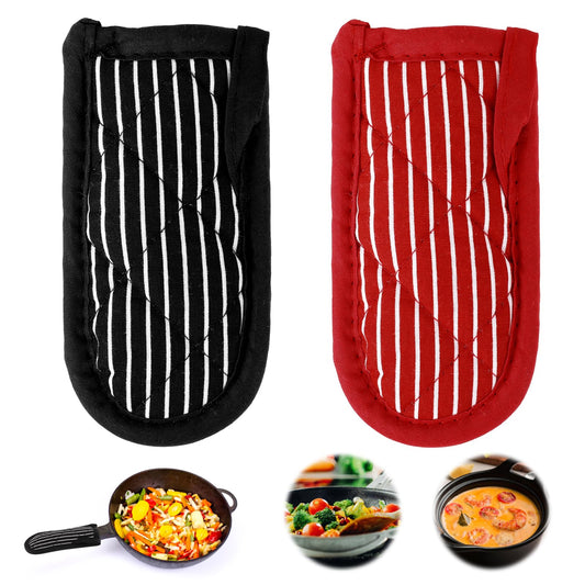 Striped Cast Iron Skillet Handle Cover, Pan Pot Handle Covers Heat Resistant, Durable Pot Holder Sleeve, Hot Handle Covers Machine Washable Handle Mitts for BBQ, Kitchen and Baking Cookware, 2-Pack