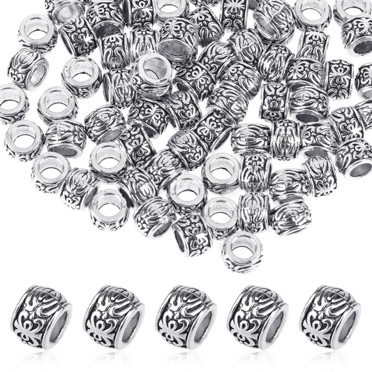 Pack of 100 Spacer Beads Silver Tibetan Spacer Beads Metal Beads Round Antique Bead Caps Intermediate Parts for Crafts DIY Jewellery Bracelets Necklace Jewellery Making