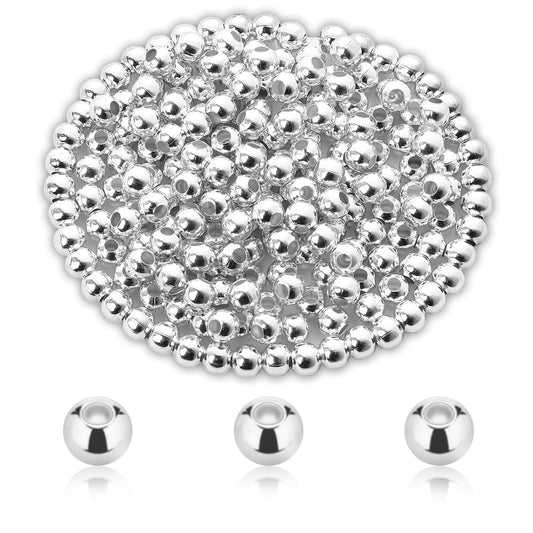 200 Pcs 5mm Silver Spacer Beads Metal Spacer Beads for Jewelry Making Smooth Round Spacer Beads for DIY Bracelet Necklace Earring Crafting