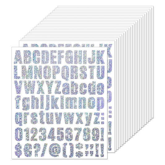 1944 Pcs Glitter Letters and Numbers Stickers Holographic Laser Alphabet Letter Number Stickers Decals, Bling Waterproof Vinyl Letter Stickers for Scrapbooks, Cups, Window (24 Sheets)