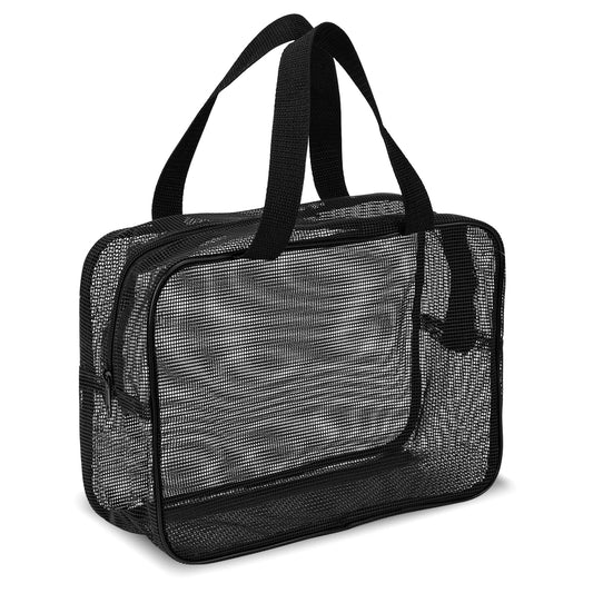 Mozeat Lens Black Mesh Shower Caddy Tote Bag Portable Toiletry Shower Caddy Organizer Bag Quick-Dry Gym Shower Mesh Bag for Gym Travel Camping College Dorm Room Bathroom