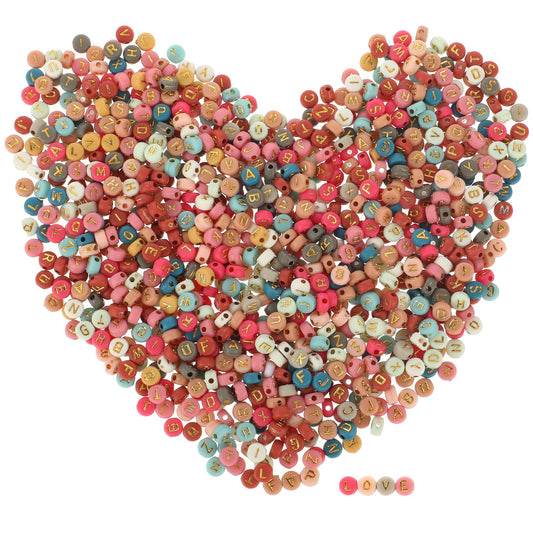 1200pcs Acrylic Letter Beads Round Letter Beads Colorful Alphabet Beads Gold Letter Beads Mixed A-Z Letter Bead 4mm x 7mm Alphabet Bead for Bracelets Necklace Jewelry Keychain Making Supplies