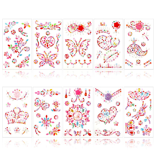 Hariendny 10 Sheets Rhinestones Stickers, Gem Stickers for Crafts, Self Adhesive Jewels Stickers, Acrylic Bling Stickers for Scrapbook DIY Crafts