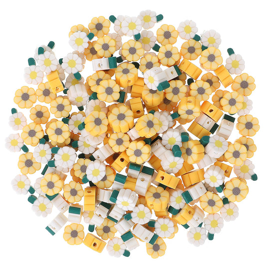 200 Pieces Flowers Polymer Clay Beads Cute Daisy Flower Bracelets Charms Beads Colorful 5mm Flower Shaped Spacer Beads Charms for Earring Bracelets Necklace Jewelry DIY Crafts Making Supplies