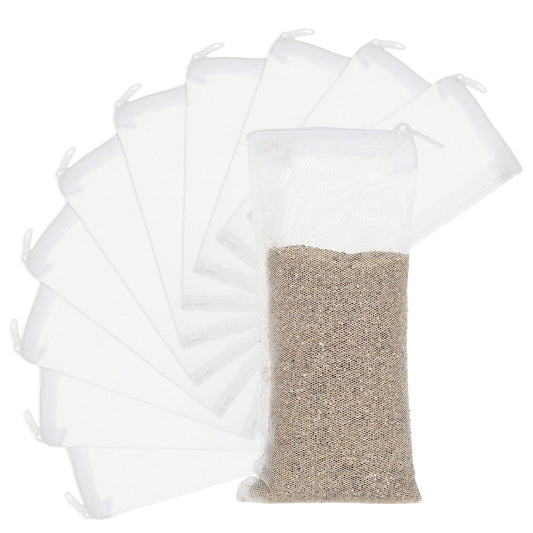 10PCS Aquarium Filter Media Bags with Zipper Fish Tank Filter Material Net with Fine Mesh 3 x 8 Inch Reusable Filter Bags for Activated Carbon Bio Filter Balls Filter Stones Ceramic Rings