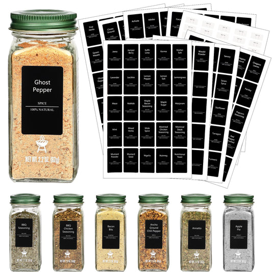 275 Spices Labels Stickers Minimalist Spice Labels Preprinted Waterproof Spice Jar Labels Black Seasoning Labels Removable Spice Label for Spice Jars, Spice Bottles, Glass Bottles