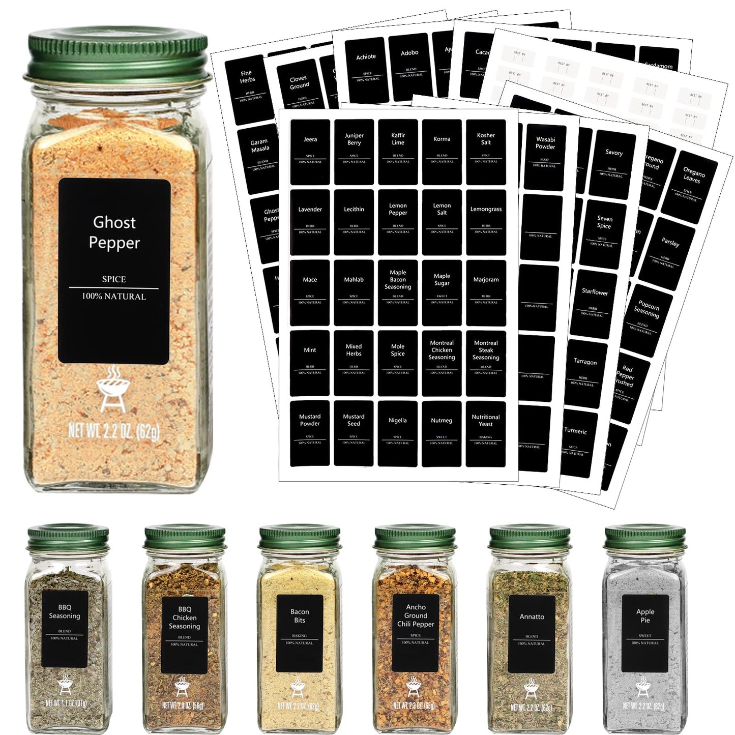 275 Spices Labels Stickers Minimalist Spice Labels Preprinted Waterproof Spice Jar Labels Black Seasoning Labels Removable Spice Label for Spice Jars, Spice Bottles, Glass Bottles
