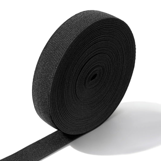 1 Inch 16 Yard Sew on Elastic Band Black Knit Elastic Band Knitted Heavy Stretch Straps Flat Bands for Sewing Crafts Waistband Bedspread Cuff DIY Projects