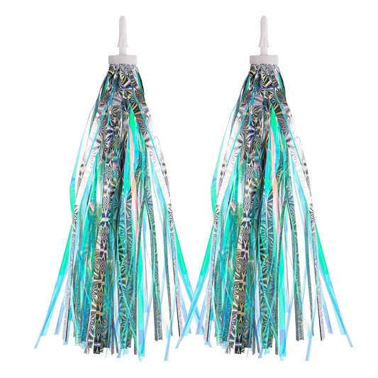 Bicycle Tassel Ribbon, Kids Bike Handlebar Streamers, Children Scooter Handlebar Colorful Tassel Ribbon, Bicycle Grips Baby Carrier Accessories Easy Attach to Bike's Handlebars for Girls Boys Blue